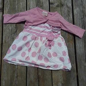 Pink & White Dress with Matching Shrug